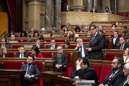 En la imagen Salvador Illa en el Parlament de Cataluña durante el debate de los presupuestos el pasado 10 de Marzo.