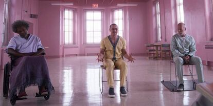 Samuel L. Jackson, James McAvoy y Bruce Willis, en 'Glass'.