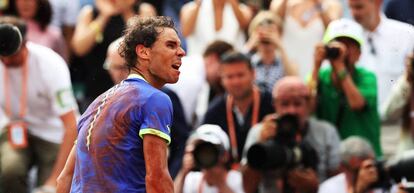 Nadal celebra su triunfo en la final contra Wawrinka.