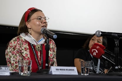 Ida-Maria Helander, activista por los derechos de la comunidad indígena Sami, en Bilbao, durante el Festival Internacional de Cine Invisible 'Film Sozialak', el pasado octubre.