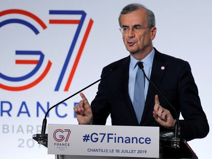 El gobernador del Banco de Francoa, François Villeroy de Galhau, durante una reunión de ministros de Finanzas del G-7.