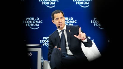 Juan Guaidó, durante su intervención en el foro de Davos.