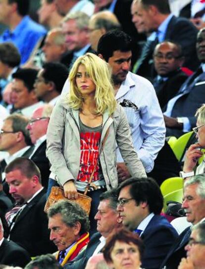 Shakira, durante el partido Espa&ntilde;a-Croacia, el pasado lunes en Gdansk.