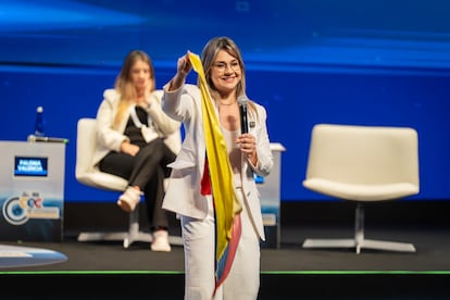 Vicky Dávila durante el décimo Congreso de la ANDI, en Cartagena (Colombia).