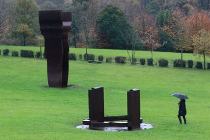 Chillida-Leku sculpture park in the rain, pictured on Wednesday.