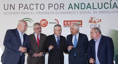 De izquierda a derecha, Francisco Carbonero, Antonio Ávila, José Antonio Griñán, Santiago Herrero y Manuel Pastrana.