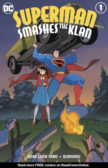 Portada del primer número de 'Superman smashes the Klan'.