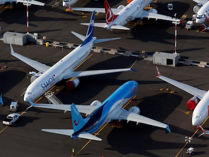 Aviones Boeing 737 MAX aparcados en Seattle, Washington, en junio.