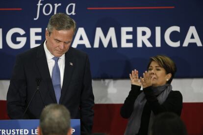 Jeb Bush, tras anunciar su retirada de la carrera republicana hacia la Casa Blanca, el pasado febrero.