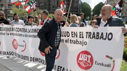 El secretario general de UGT, Raúl Arza en la concentración del sindicato