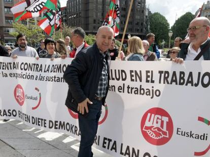 El secretario general de UGT, Raúl Arza en la concentración del sindicato
