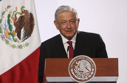 El presidente de México, Andrés Manuel López Obrador, en su tercer informe de gobierno, este miércoles.