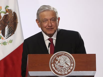 El presidente de México, Andrés Manuel López Obrador, en su tercer informe de gobierno, este miércoles.