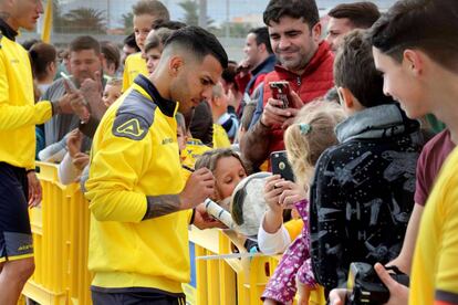 Jonathan Viera, tras un entrenamiento con Las Palmas.