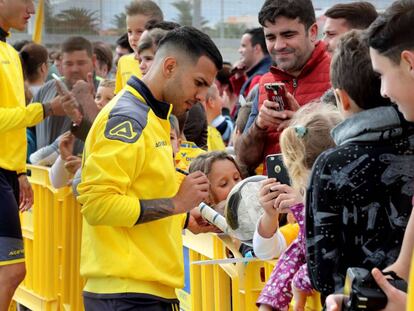 Jonathan Viera, tras un entrenamiento con Las Palmas.