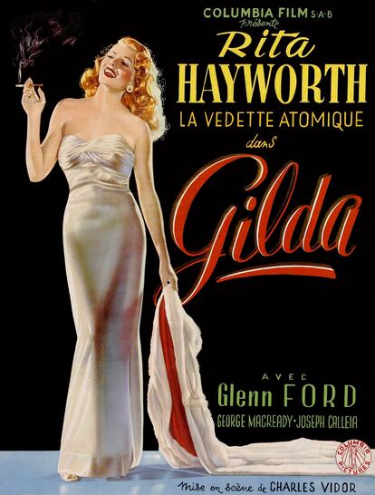 Cartel promocional de la pelcula 'Gilda' en el que Rita Hayworth viste el dise?o con escote palabra de honor.