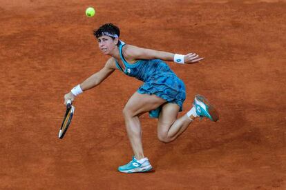 Carla Suárez, durante el partido contra Kužmová.