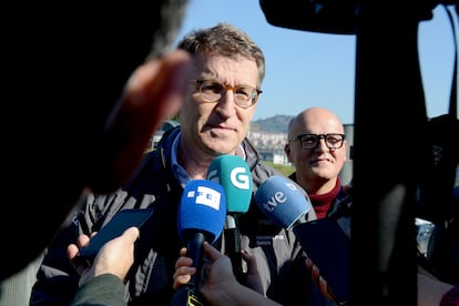 El presidente de la Xunta, Alberto Núñez Feijóo, este domingo en Ourense.