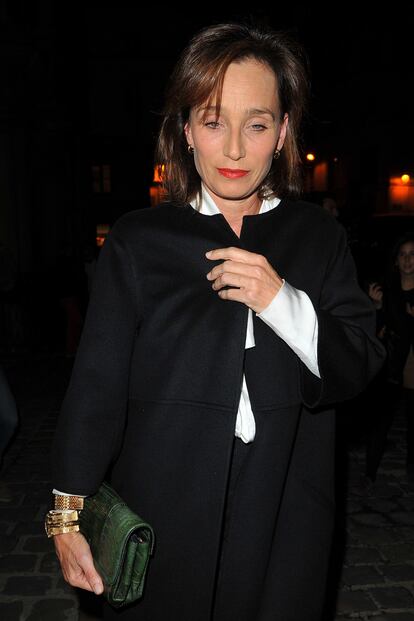 Así llegó Kristin Scott-Thomas al desfile de Lanvin.