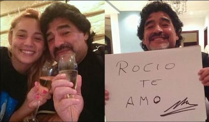 Maradona con su nueva novia, Roc&iacute;o Oliva, de 22 a&ntilde;os.