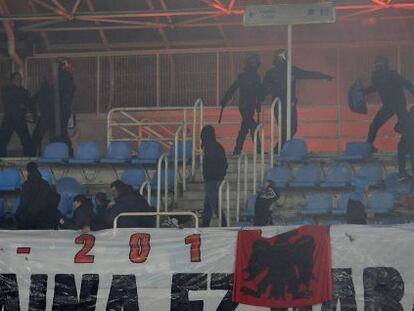 Incidentes en el partido disputado en Anoeta entre Euskadi y Bolivia.