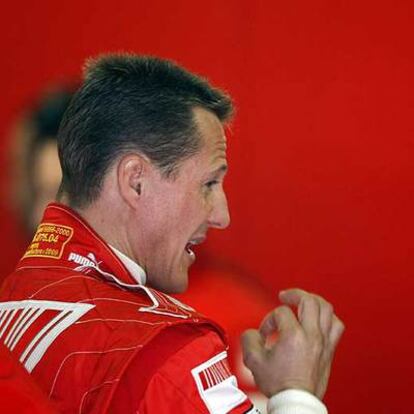 Michael Schumacher, ayer en Montmeló.