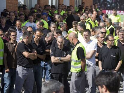 Asamblea de los trabajadores de Nissan Ávila celebrada el miércoles en la planta abulense