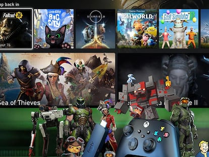 App Xbox con imágenes de juegos en un Fire TV