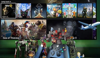 App Xbox con imágenes de juegos en un Fire TV