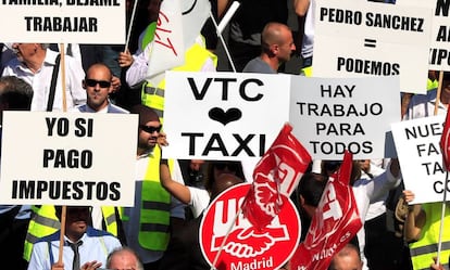 Manifestación de los conductores de VTC.