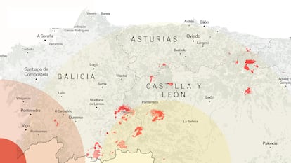 Consulte el mapa de los incendios activos en España y cómo van avanzando los fuegos