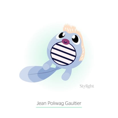 El diseñador francés Jean Paul Gaultier es Poliwag. Este renacuajo híbrido es uno de los único Pokémons de agua que existen. Su espiral en la barriga recuerda a las clásicas prendas a rayas y marineras que son una prenda habitual del diseñador.