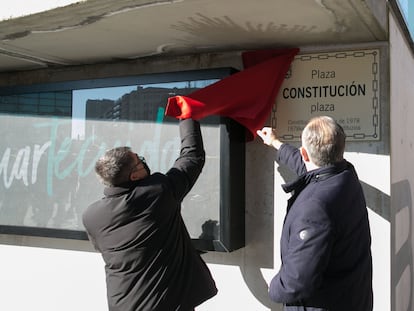 Inauguración de la plaza de la Constitución de Pamplona, el 24 de enero de 2022.