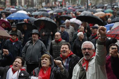 Una movilización de jubilados en Bilbao.