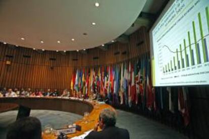 Fotografía cedida por la Comisión Económica para América Latina y el Caribe (Cepal) sobre una vista general de la conferencia de prensa del lanzamiento del Balance Preliminar de las Economías de América Latina y el Caribe 2013.