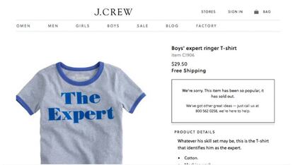 “Cualquiera que sea su conjunto de habilidades, está es la camiseta que lo identifica como el experto”. Así describe j. Crew al público al que va dirigida la prenda que Barron ha puesto de moda.