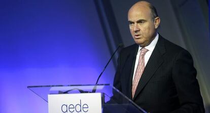 El ministro de Econom&iacute;a, Luis de Guindos, este martes en Madrid.