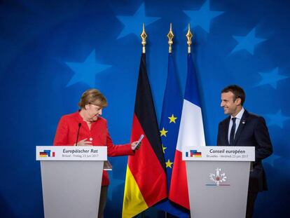 Merkel e Macron na coletiva