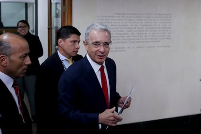 Álvaro Uribe a su llegada a la Corte Suprema de Justicia, el 8 de octubre de 2019.