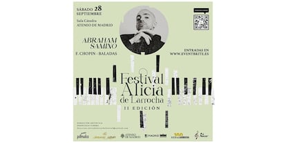 Cartel promocional del concierto de Abraham Samino en el Festival Alicia de Larrocha