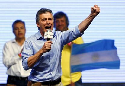 Mauricio Macri celebra su victoria, este domingo en Buenos Aires.