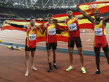 El 4x400 espa&ntilde;ol, en la final en Londres.