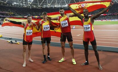 El 4x400 español, en la final en Londres.