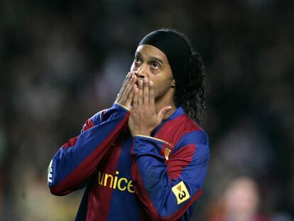 Ronaldinho, al Camp Nou durant la temporada 2007-2008.