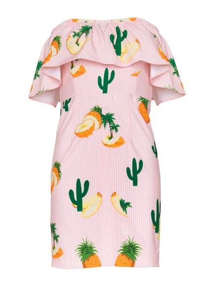 Vestido con estampado de piñas y cactus de Pixie Market (c.p.v.)