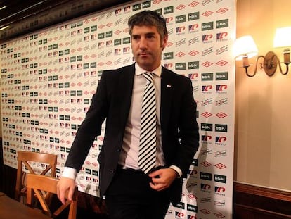 El presidente del Athletic, Josu Urrutia, esta mañana en Ibaigane.