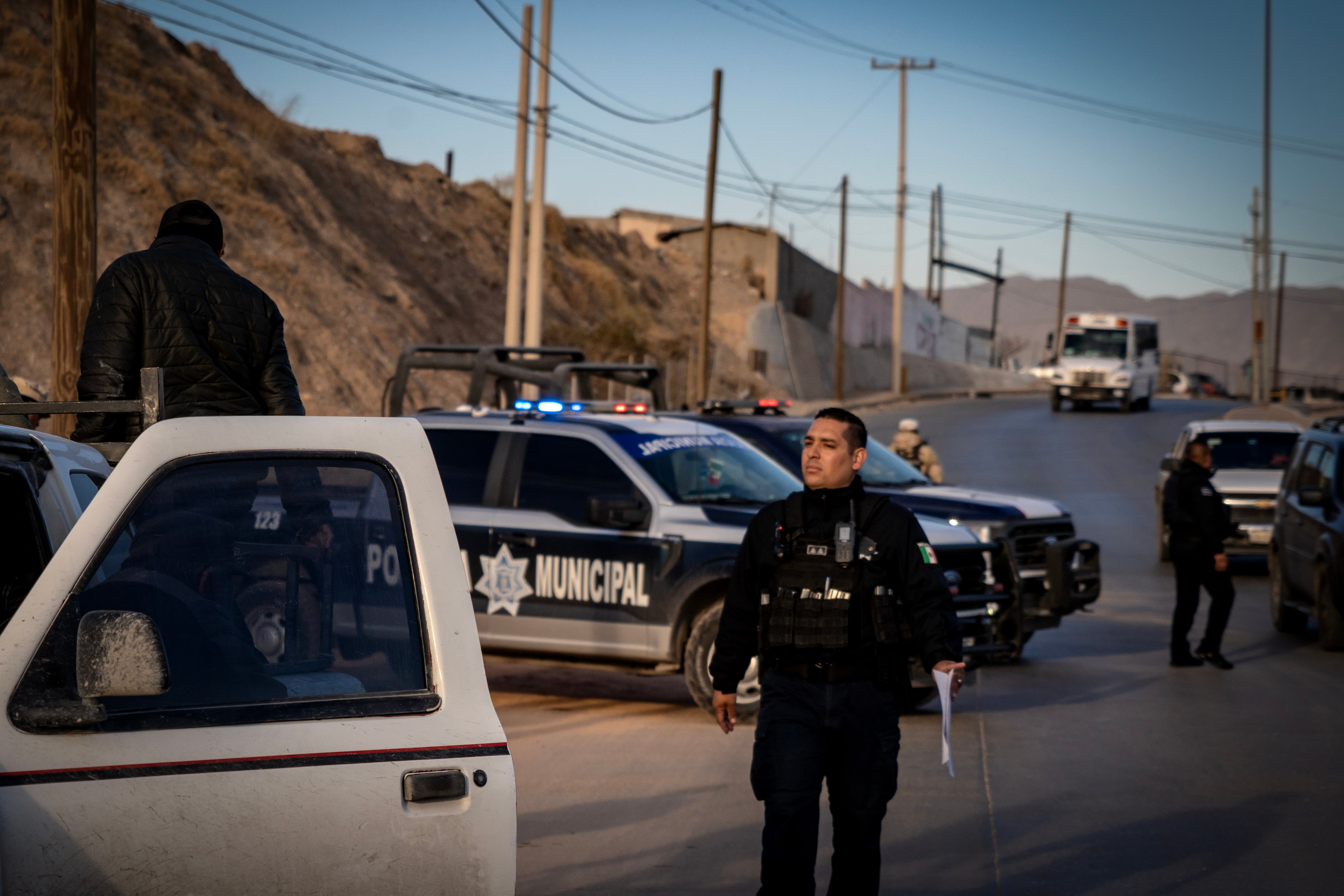 Un operativo de seguridad, en la colonia Anapra, en Ciudad Juárez, el 24 de noviembre de 2025.