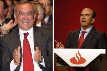 Francisco Gómez Roldán (izquierda) y Emilio Botín, en la junta extraordinaria de accionistas.
/ EFE