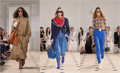 Otras tres modelos de Celine durante el desfile de la firma en la semana de la moda de París.