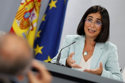 La ministra de Sanidad, Carolina Darías, ofrece una rueda de prensa tras la reunión del Consejo Interterritorial del Sistema Nacional de Salud el 25 de agosto.